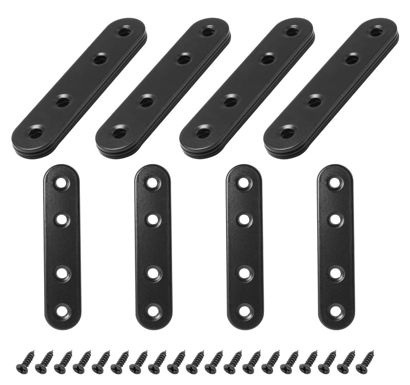 [Australia - AusPower] - 16 Sets 3 Inch Stainless Steel Flat Plate Straight Bracket, 80mm Metal Brackets Mending Repair Plate with Screws for Wood Straight Brace (Black) 3"-80mm 