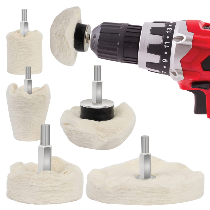 Gadlane Polishing Discs for Drill, Pack of 6 | Polishing attachment for cordless screwdrivers, polishing attachment for drills for metal, aluminum, stainless steel, chrome, glass, DIY projects