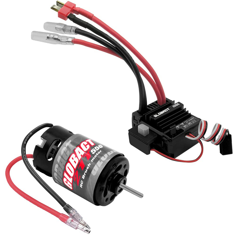 GLOBACT 21T 550 Brushed Motor and 80A ESC Brushed Motor ESC Combo BEC 5A 7.4V/6.4V for 1/10 RC Crawler Car Trx4 Trx6 Axial SCX10 II III Redcat Gen7 Gen8 V2 RC4WD D90 (T Plug) T Plug 256