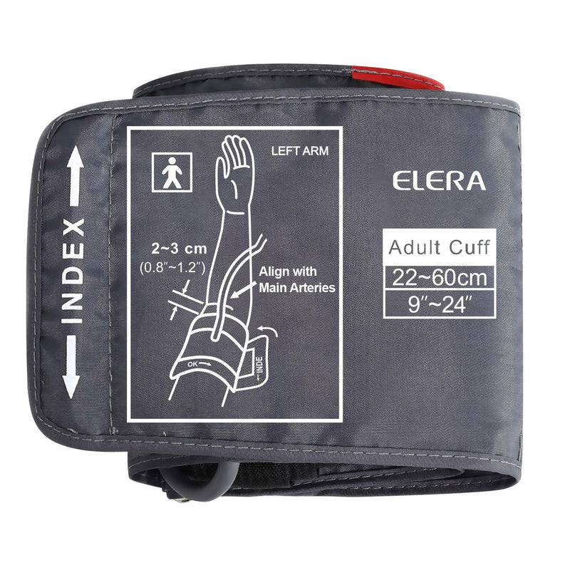 [Australia - AusPower] - ELERA Extra Large Blood Pressure Cuff (9"-24" | 22-60cm) - XL Replacement BP Cuff for Big Arms, Compatible with Most BP Monitors, Adult Cuff Only - 6 Connectors XXL + Dark Gray 