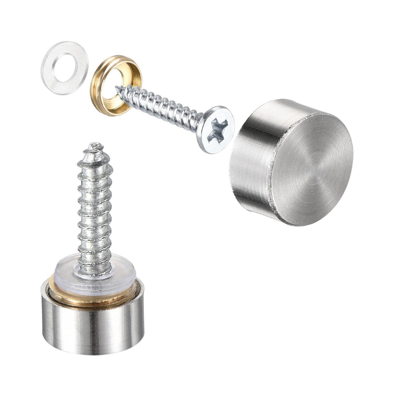 [Australia - AusPower] - uxcell Mirror Screws, 10mm/0.39", 12pcs Decorative Cap Fasteners Cover Nails, Wire Drawing, Silver Tone 304 Stainless Steel 