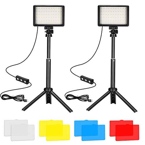 LED Video Light 2-Pack, 5600K Dimmable USB Camera Lighting Kit