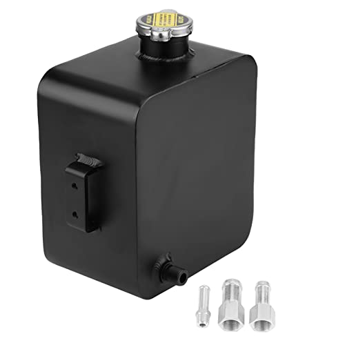Car Coolant Expansion Tank 2.5 L Aluminium Alloy Black Powder Coated with Lid Ready to Install for Radiator Windscreen Washer Water Intercooler