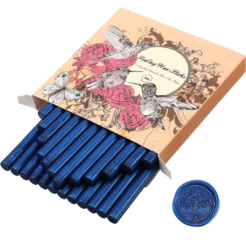 [Australia - AusPower] - Containlol 24 Pcs Glue Gun Sealing Wax Sticks for Wax Seal, Mini Envelope Glue Gun Sealing Wax for Wedding Invitations, Cards Envelopes, Snail Mails, Wine Packages, Christmas Gift Idea (Sea Blue) Sea Blue 