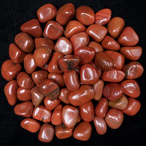 ZAICUS 1lb Red Jasper Tumbled Stones | Polished Crystals Healing | Natural Stones | Feng Shui | Chakra Balancing | Good Luck | Reiki Gift | Home Decor | Size 20-25 mm Red Jasper Tumble 1 Lb