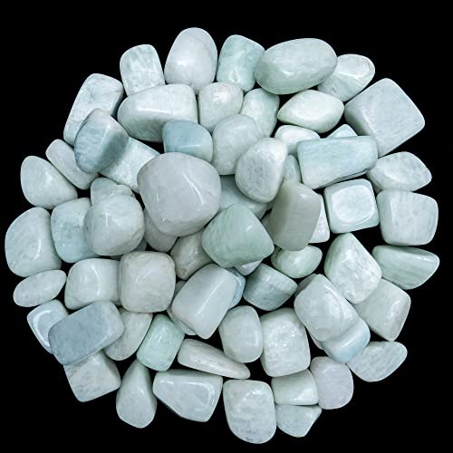 ZAICUS 1lb Amazonite Tumbled Stones | Polished Crystals Healing | Natural Stones | Feng Shui | Chakra Balancing | Good Luck | Reiki Gift | Home Decor | Size 20-25 mm Amazonite Tumble 1 Lb