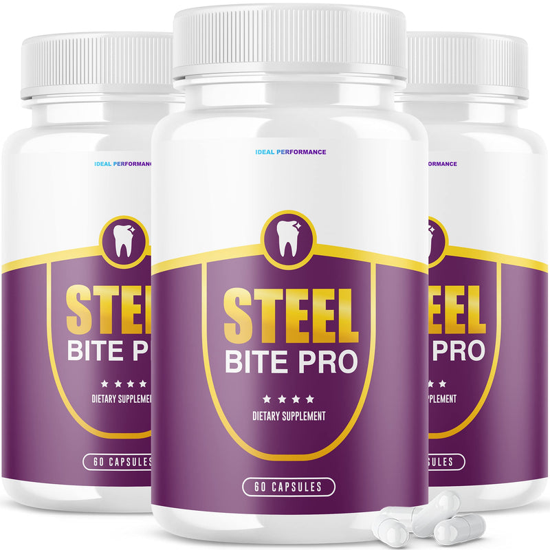 [Australia - AusPower] - IDEAL PERFORMANCE (3 Pack) Steel Bite Pro Teeth Supplement for Teeth and Gum Repair Dental (180 Capsules) 