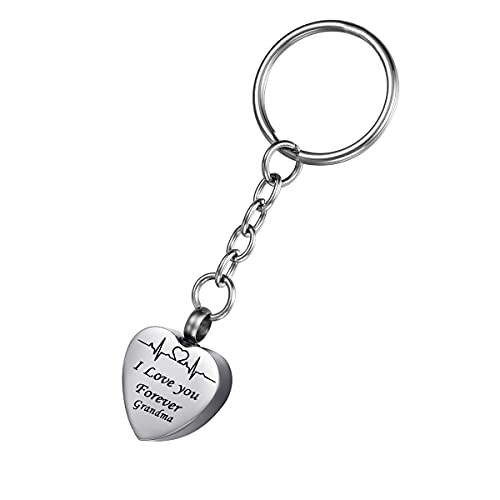 Heartbeat I Love You Forever Family Memorial Keepsake Cremation Jewelry for Ashes Urn Keychain Grandma