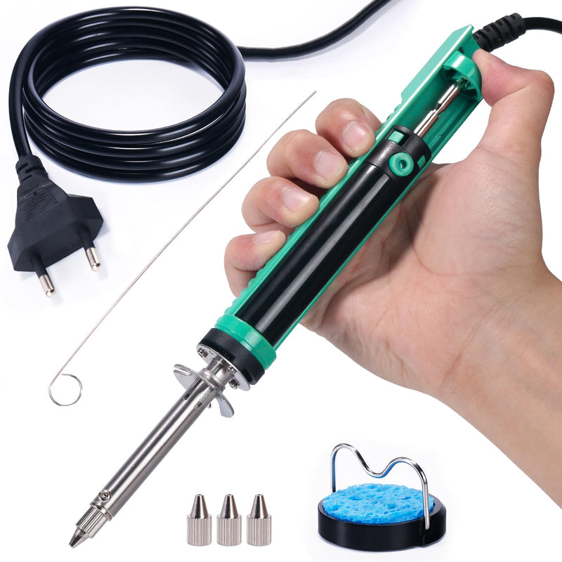 YIHUA 929D-V Electric Vacuum Desoldering Iron, Soldering Iron, Suction Desoldering Pump with Shorter Charging Handle and Desoldering Nozzles 1.0 mm 1.2 mm 2.0 mm for Through Soldering (EU Plug)