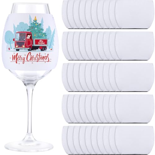 Chengu 50 Pcs Sublimation Blank Wine Glass Sleeve Neoprene Drink Insulator