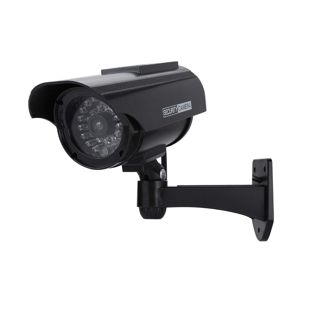 [Australia - AusPower] - Solar Powered Dummy Camera High Simulation Outdoor CCTV Surveillance Fake Camera Simulation Monitor Camera for Security(Black) 