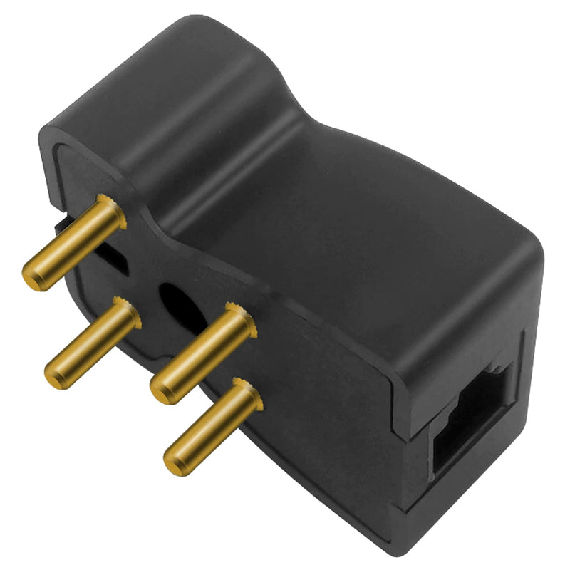 [Australia - AusPower] - NECABLES 4 Prong Phone Jack Adapter Telephone Adapter Plug 4 Prong Male to RJ11 6P2C Female Black Black 1pc 