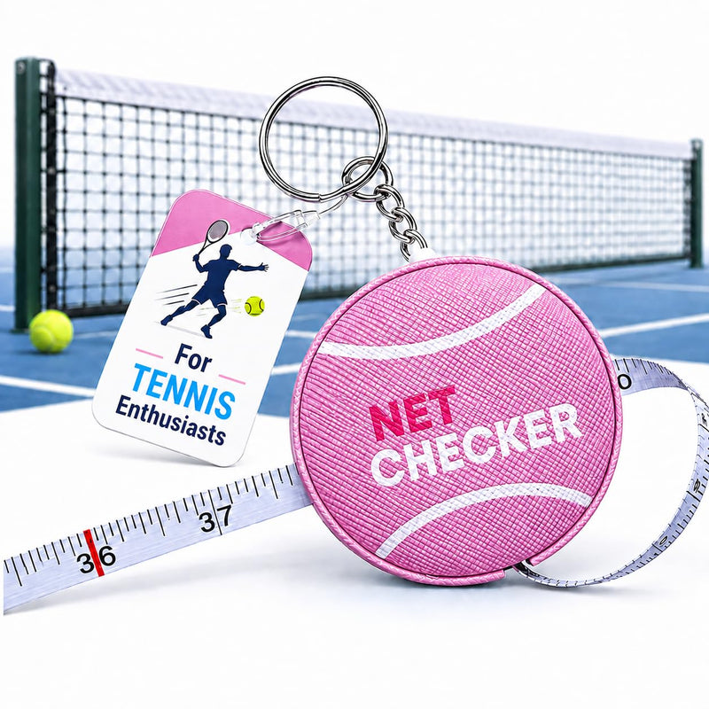 Scoring Right Net Checker Tennis Net Height Measuring Tape and Keyring Pink