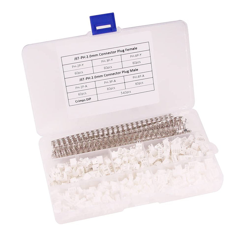 [Australia - AusPower] - RFaha 900pcs JST-PH Kit 2.0mm 2/3/4 Pin Female Head Plug JST Adapter Housing Connector Cable Socket Male Female Crimp DIP Kit(PH#2-4) 