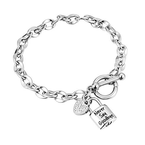 abooxiu Lock Urn Bracelet for Ashes - Crystal Heart Cremation Bracelet - Stainless Steel Memorial Ash Holder for Men Women - Silver Minimal