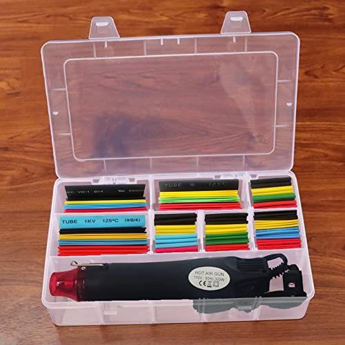 [Australia - AusPower] - Heat Shrink Tubing Kit + Mini Heat Gun for Shrink Tubing - 328pcs 2:1 Wire Shrink Wrap Tubing + 300W Heat Shrink Gun with Storage Box - for Shrink Wraping,Wire and Cable Repair,Insulation Protector Shrink Ratio 2:1 1 