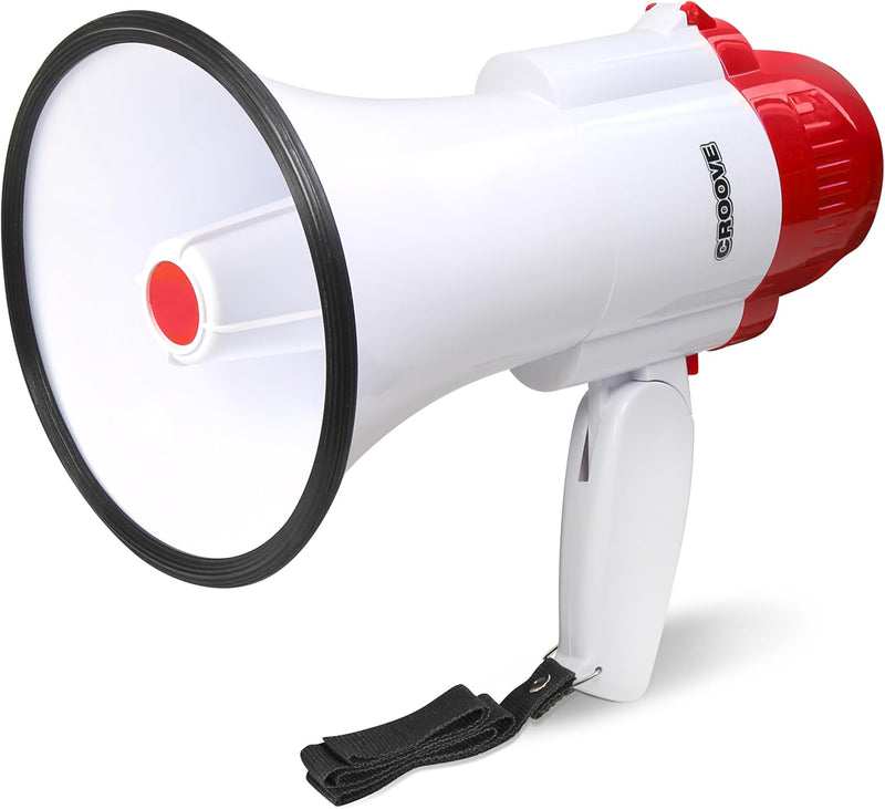 [Australia - AusPower] - MGROLX Portable Megaphone Spearker/Bullhorn-with Built-in Siren/Alarm-Music-30 Watt Power & 800 Yard Range-Sliding Volume Adjustment-Powerful and Lightweight-ER46S black-white 10.24x6.3x6.3 