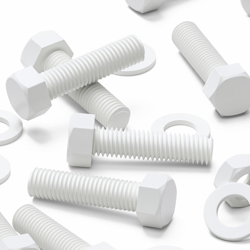[Australia - AusPower] - 20x White Hexagon Head Screws Polypropylene (PP) Plastic Nuts, Washers, Bolts, Hex Head, M10 x 40mm, Fastener, 3/8 x 1 37/64 