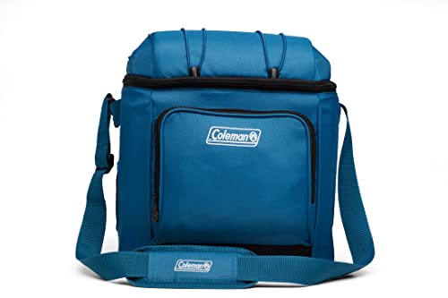 Coleman Chiller Insulated Soft Cooler, Leakproof 9/16/30 Can Cooler with 12+ Hour Ice Retention, Made with Recycled Materials, Great for Lunch, Camping, Beach, Pool, Sports, & More Blue 30 Can