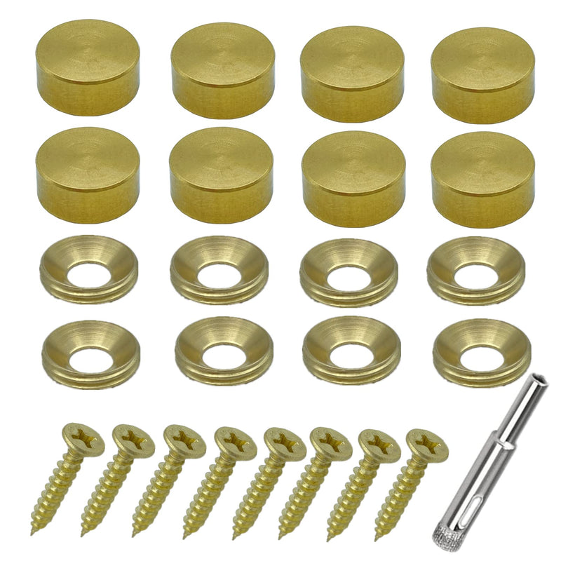 [Australia - AusPower] - 8Pcs Retro Pure Brass Decorative Screw with Caps Used as Mirror Screw,Upholstery Tacks,Thumb Tacks for Wall Hangings,Fast Cap,Wood Handcrafted,Fasteners Hardware (1/2",12mm Gold Brass) 
