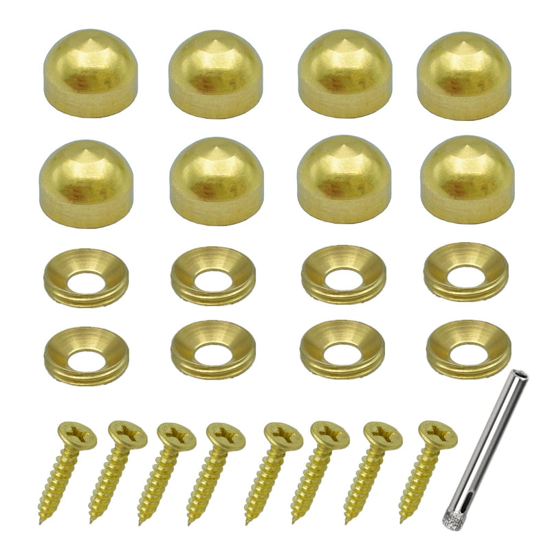 [Australia - AusPower] - 8Pcs Pure Brass Decorative Screw with Caps used as Mirror Screw,Metal Wall Art Decor,Upholstery Tacks,Thumb Tacks for Wall Hangings,Fast Cap,Wood Handcrafted,Fasteners Hardware (3/8",9mm gold brass) 3/8" 