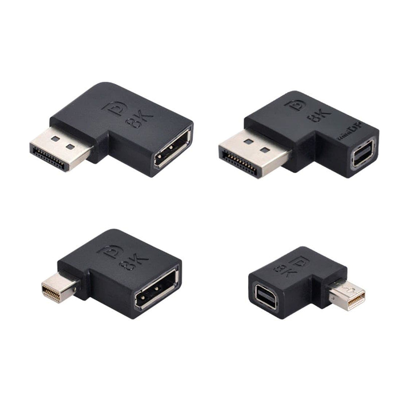 [Australia - AusPower] - ChenYang CY Mini DP DisplayPort 1.4 8K 60hz to DP DisplayPort Adapter Male to Female 90 Degree Left Angled Ultra-HD UHD for Video PC Laptop 4pcs/Set Black Angled 