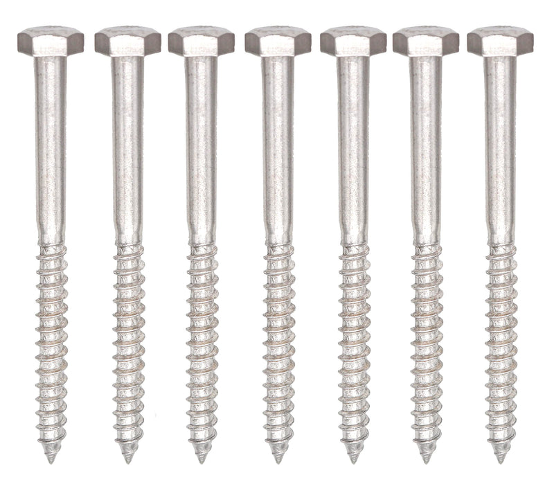 [Australia - AusPower] - binifiMux 20pcs 1/4" x 4" Stainless Steel Hex Head Lag Screws Bolts Coach Bolts, A2-70/18-8, Plain Finish 1/4 in. x 4 in. 20-Pack 