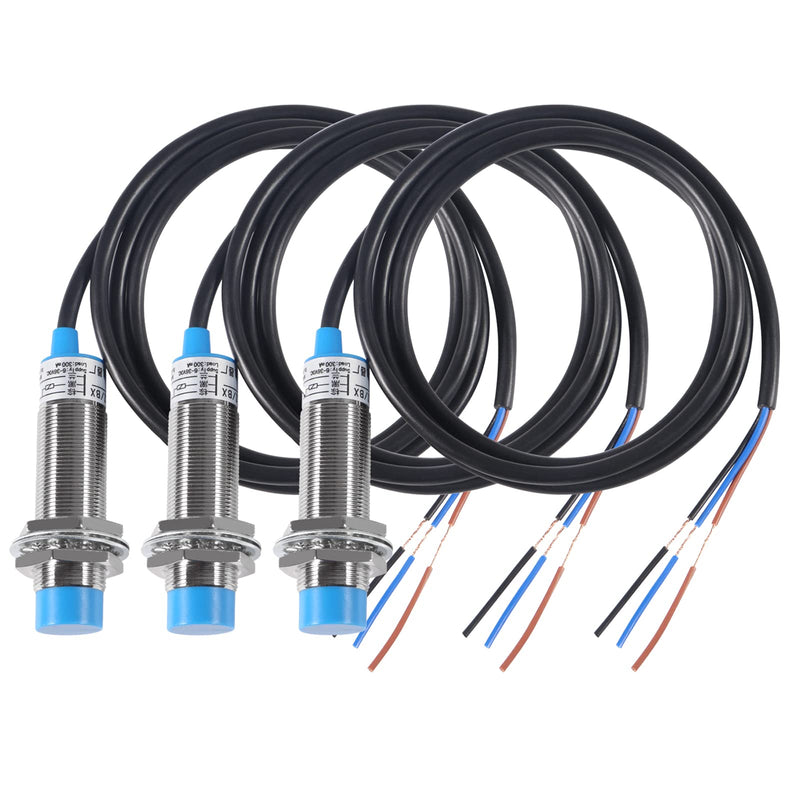 [Australia - AusPower] - 3Pcs LJ18A3-8-Z/BX NPN NO Inductive Proximity Sensor Switch Detector 8mm Detecting Distance DC 6-36V M18 Approach Switch 300mA 3 Wire LJ18A3-8-Z/BX for 3D Printer Probe Bed Leveling, MCU Board LJ18A3-8-Z/BX) 
