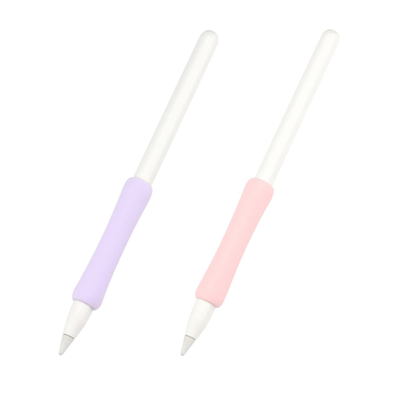 [Australia - AusPower] - ProElife 2-Pack Ergonomics Grip Holder Silicone Protective Sleeve Cover for Apple Pencil 2nd 2021 & 1st Generation iPad Pro 11'' 12.9'' 2021/2020/2018 Stylus Accessories Kits (Pink/Purple) Pink/Purple 