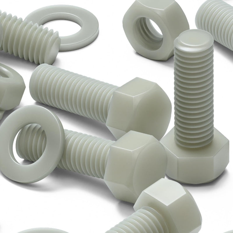 [Australia - AusPower] - 20 x Glass Filled Reinforced, Super Nylon Hex Head, M10 x 30mm, Machine Screws, Plastic Nuts and Bolts, Washers, (25/64 x 1 3/16 in) 