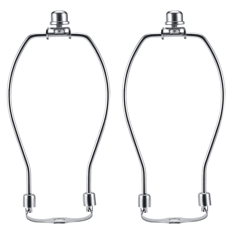 [Australia - AusPower] - 8 Inch Nickel Lamp Harp Holder Kits with Finials and Detachable Light Duty Saddle Bases, Saangseon Set of 2 DIY Lighting Accessories Horn Frame Lamp shade Brackets 8 Inch 
