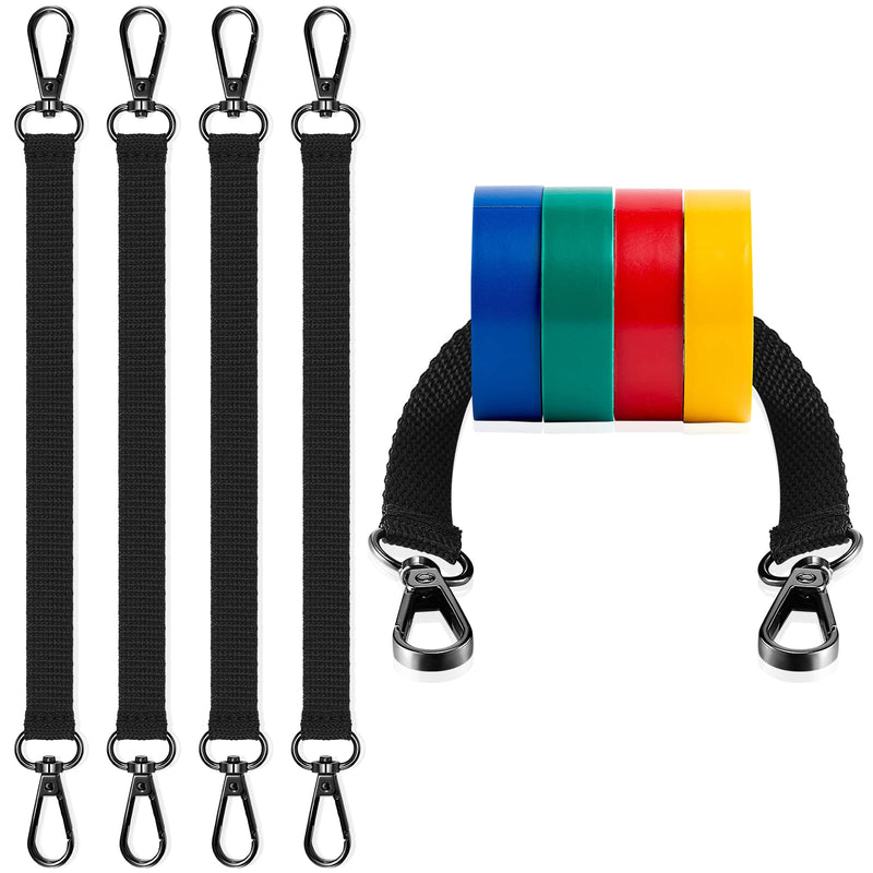 [Australia - AusPower] - Electrical Tape Holder Strap Tape Measure Holder for Belt Tape Thong with Snap Hooks Polyester Electrical Tape Holder Chain Electrical Tape Strap for Pouch Bag Tool Box Construction, Black 4 