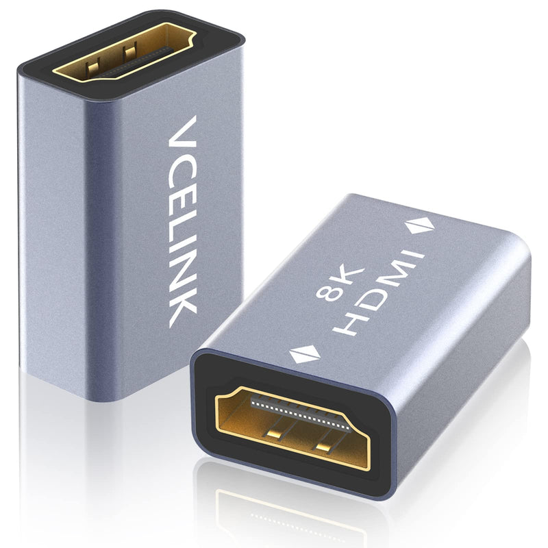 [Australia - AusPower] - VCELINK HDMI Coupler 8K, HDMI 2.1 Female to Female Connector HDMI Extension Adapter, Support 8K@60Hz / 4K@120Hz 120UHD, 7680 * 4320 Resolution, 3D, HDR, ARC for Laptop, PC, Monitor, Roku TV, 2 Pack 