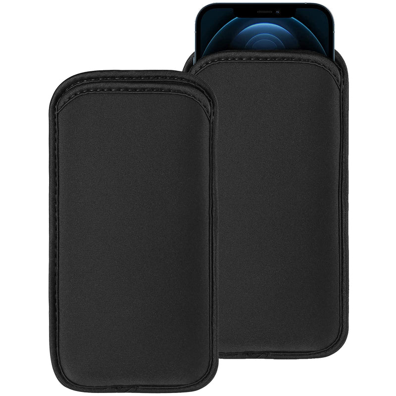 [Australia - AusPower] - 2 PCs Neoprene Cell Phone Sleeve Phone Pouch Compatible for Apple iPhone 15 14 Pro Max Galaxy S24 S23 Ultra S24+ S23 FE A54 A53 OnePlus 12 11 10T Pixel 8 7 6 Pro Nokia G310 (Large, Black) Large: Fits phone w/ Slim to Medium Case on 