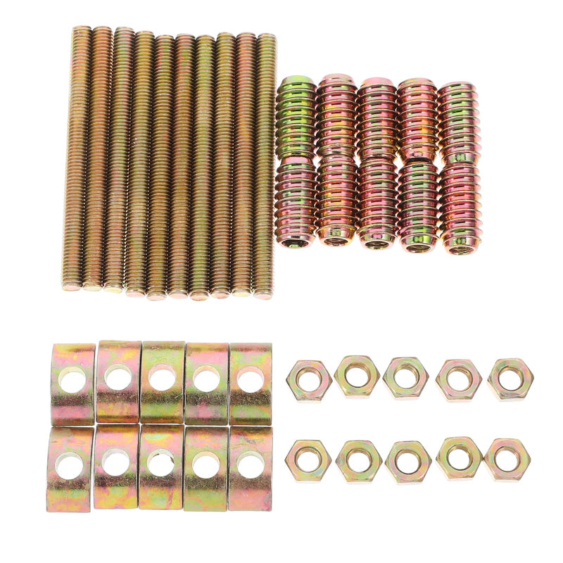 [Australia - AusPower] - TEHAUX 10 Sets M8 Panel Furniture Connectors, 80mm Four in one Table Bed Frame Assembly Fasteners Bolts, Half Moon Spacers, Nuts, Screws, Hardware Kit, 3.74x1.18x0.59inch 