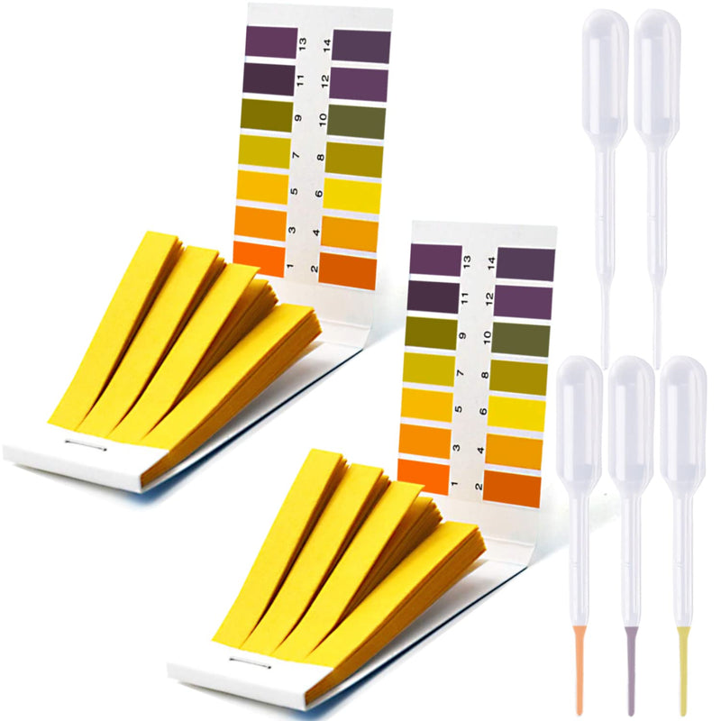 [Australia - AusPower] - Litmus PH Test Strips 160 Strips, Professional Universal pH.1-14 Test Paper with Test Pipette Droppers, for Teaching, Student, Chemistry Experiment, Saliva Urine Water Soil & Diet pH Monitoring 