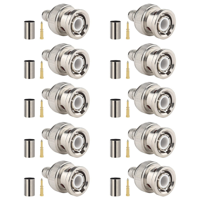 [Australia - AusPower] - MOOKEERF BNC Male Crimp Connector, BNC Q9 Male Plug Crimp Connector for RG8X LMR240 4D-FB RG8 Mini Coax Cable (Pack of 10) 