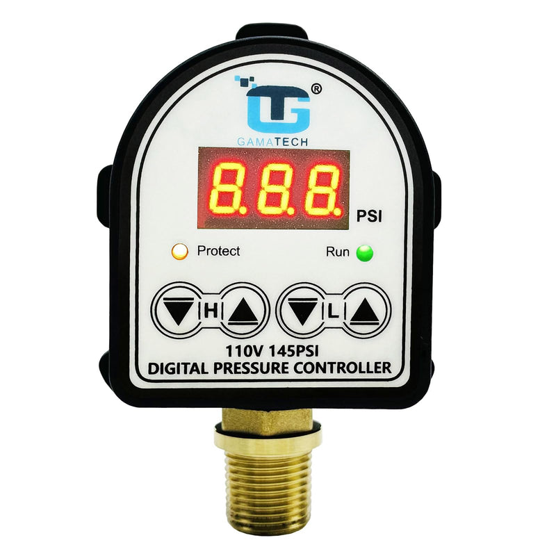 GamaTech 110V 145PSI Digital Adjustable Pressure Switch Controller for Water Pump and Air Pump, 1/2" Male NPT