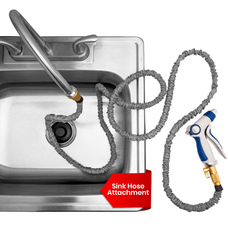 Indoor Sink Hose Attachment For Kitchen Sink or Bathroom Sink Faucet - Extra Long Utility Sink Hose (50 FT) For Watering Houseplants, Dog Washing, Household Cleaning 50 FT