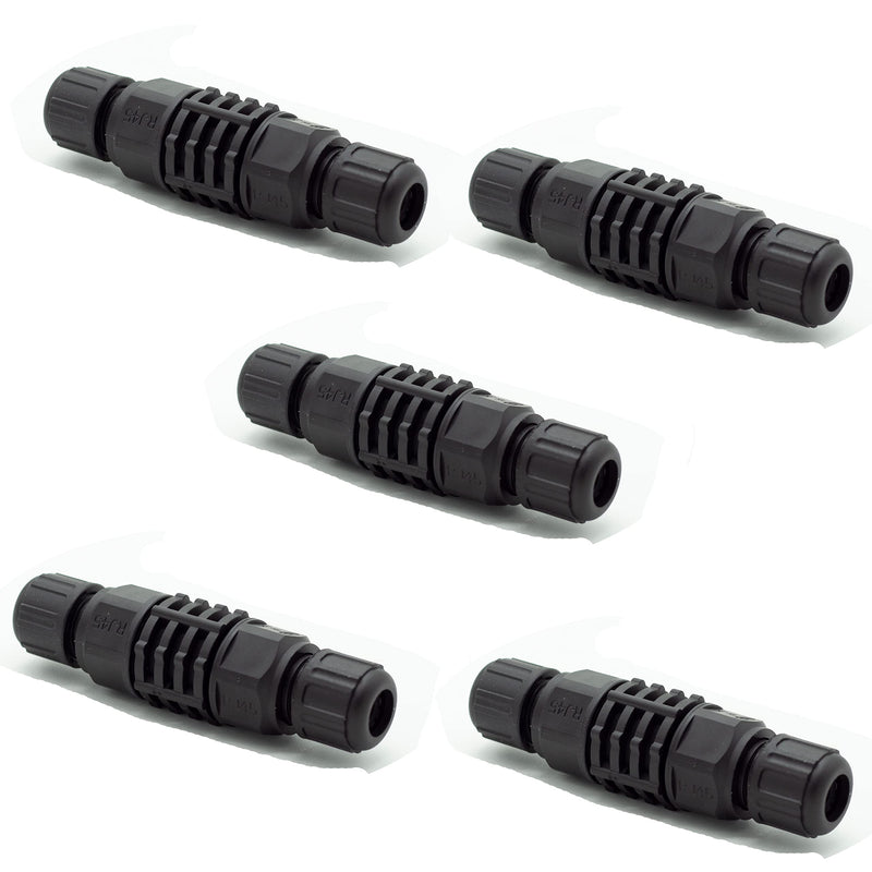 [Australia - AusPower] - Axawibe 5 pcs RJ45 Waterproof CAT6/CAT5E/CAT5 Connector, Ethernet LAN Cable Connector, Ethernet LAN Cable Connector Twin-Head Outdoor LAN Coupler Adapter Female to Female 