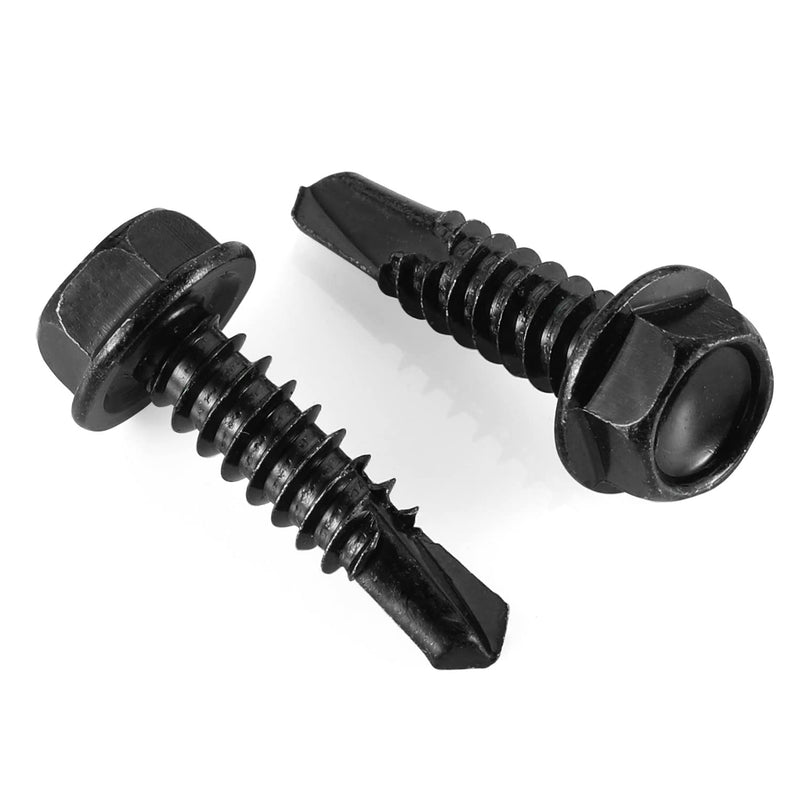 [Australia - AusPower] - #10 x 1" Hex Washer Head Self Drilling Screws, 410 Stainless Steel Self Tapping Sheet Metal Tek Screws, Black Oxide, 100 PCS #10 x 1" 