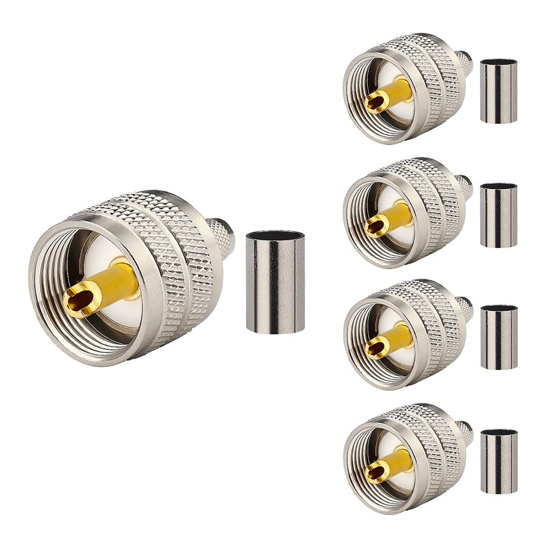 [Australia - AusPower] - MOOKEERF PL259 Male Crimp Connector, UHF SO239 Crimp Coax Connector for RG8X/ LMR240/ 4D-FB/ CNT240/ RG8 Mini Coaxial Cable(Pack of 5) 