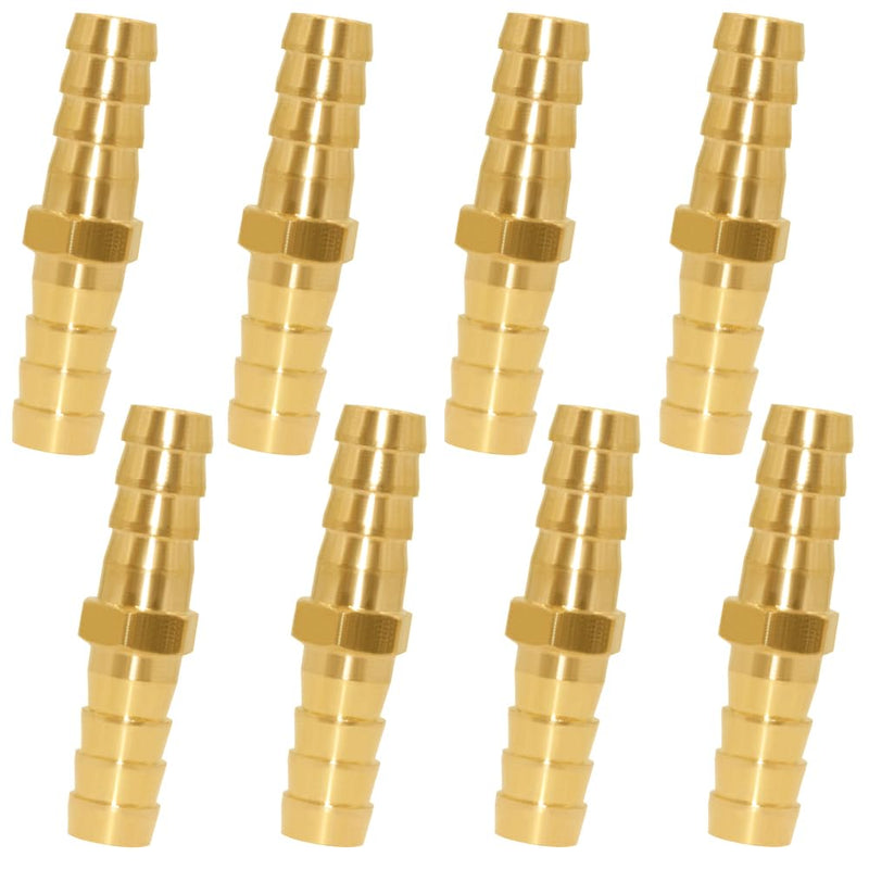 [Australia - AusPower] - 8PCS Brass 5/16"OD Barb Splicer Mender Hose Barb Fitting Straight 2-Way Union Garden Hose Repair Fittings for Water/Oil/Gas 5/16" Barb Straight (2 Way) 