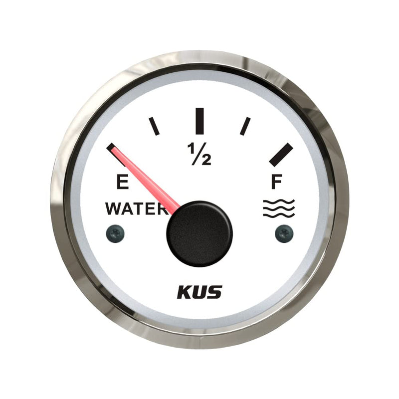 [Australia - AusPower] - Kus Water Level Gauge Meter Indicator 240-33ohm with Backlight 12V/24V 52mm(2") (White+Stainless) White+Stainless 