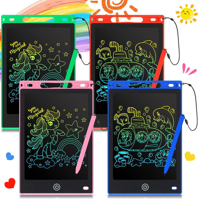 Zonon 4 Pcs LCD Writing Tablet for Kids 8.5 Inch Doodle Board Drawing Tablet Toddler Toys Gifts LCD Writing Board Electronic Erasable Reusable Writing Drawing Pad(Blue, Red, Green, Pink) Blue, Red, Green, Pink