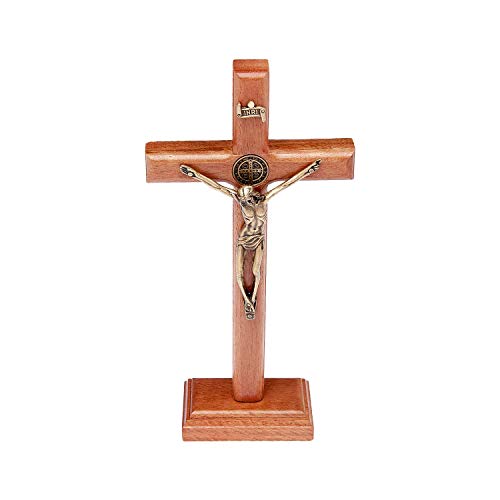Intercession Wall and Table Wood Cross Crucifix (7.5 inch - Antique Gold) 7.5 inches - Antique Gold