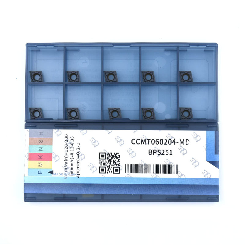[Australia - AusPower] - CNC Carbide Inserts CCMT21.51 / CCMT060204-MD for Metal Cutting steel, Semi-Finishing chipbreaker for Turning Cutter, 10 PCS. 