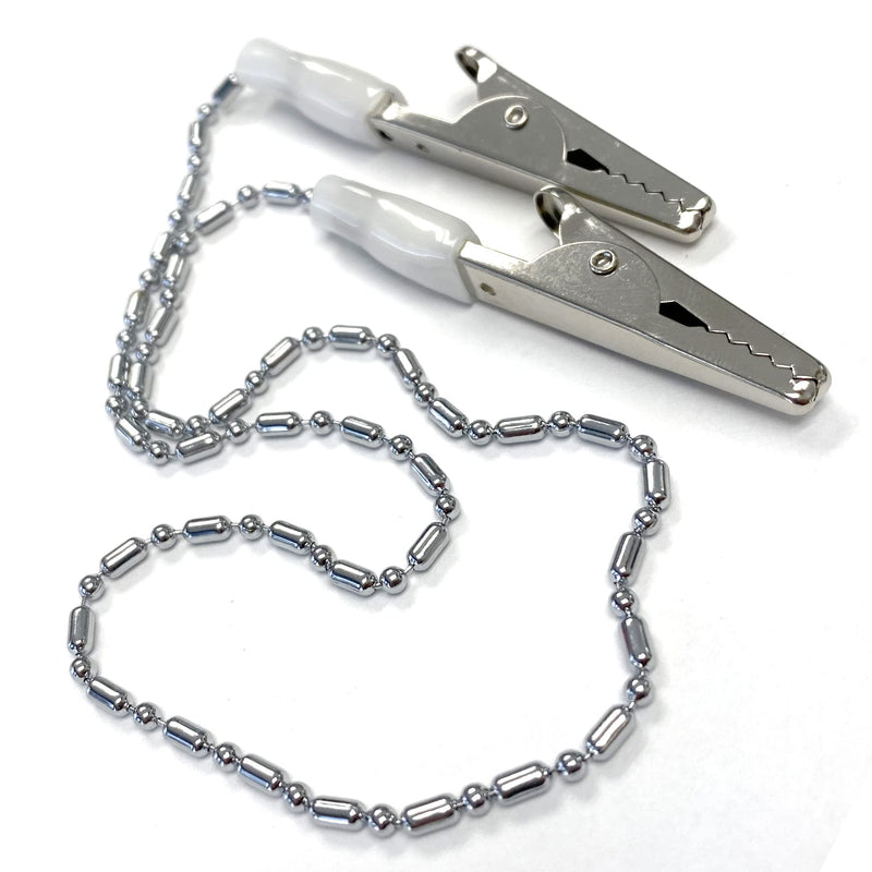 [Australia - AusPower] - 10 Pack Metal Chain Bib Clip Holders for Dental Bibs - Lanyard with Ball Chains & Alligator Clamps to Hold Napkin, Covers, Mask for Dentist Clinic 