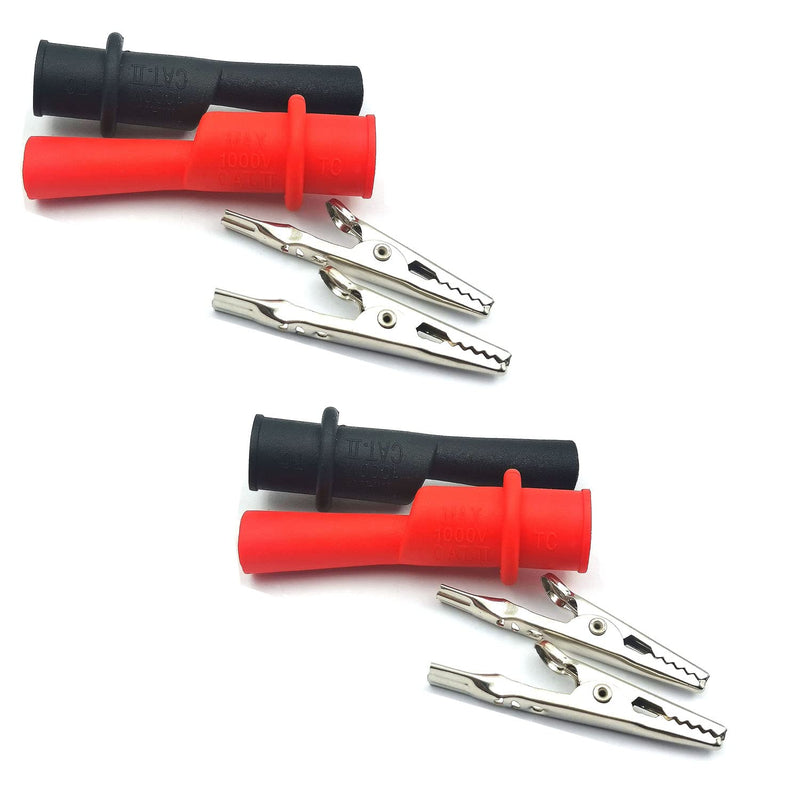 [Australia - AusPower] - FainWan 2 Pair Silicone Alligator Clips Set, Professional 1000V 10A Alligator Clip Test Kit, Banana Test Lead Probe Clip, Test Extension Compatible with Fluke Multimeter Tester Probe HI 