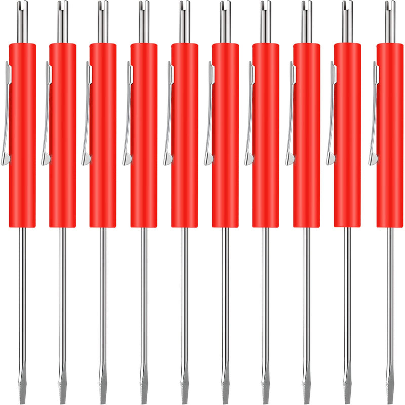 [Australia - AusPower] - Zhehao 10 Pcs Pocket Screwdriver with Valve Core Removal Tools, Mini Screwdriver Set Small Dual Use Screwdriver Kit with Clip for Mechanics Electricians Electronic Technician Assembler?Red? Red 